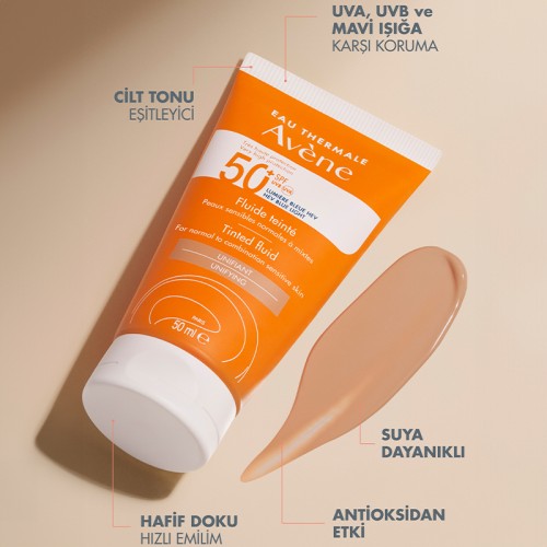 Avene Fluide Teinte SPF 50+ Renkli Güneş Koruyucu 50ml
