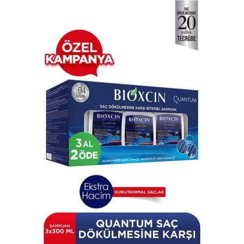 Bioxcin Quantum Bio-Activ Saç Dökülmesine Karşı Şampuan - Kuru / Normal Saçlar 300ml 3 Al 2 Öde