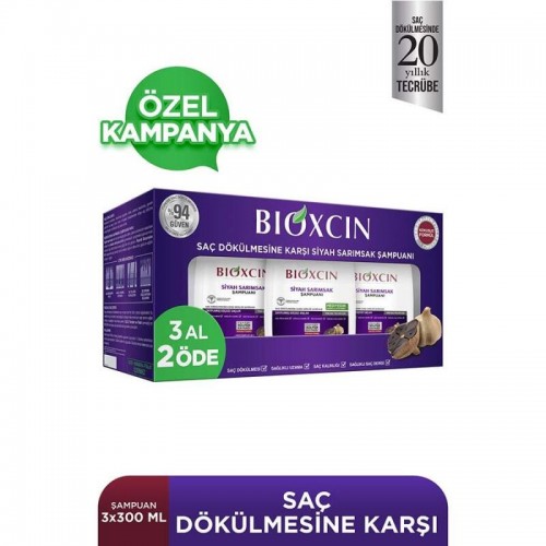 Bioxcin Siyah Sarımsak Şampuanı - Saç Dökülmesine Karşı 300ml 3 Al 2 Öde