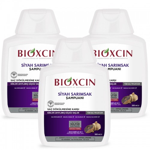 Bioxcin Siyah Sarımsak Şampuanı - Saç Dökülmesine Karşı 300ml 3 Al 2 Öde