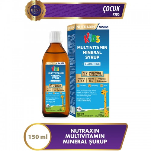 Nutraxin For Kids Multivitamin Mineral Syrup - Takviye Edici Gıda 140ml
