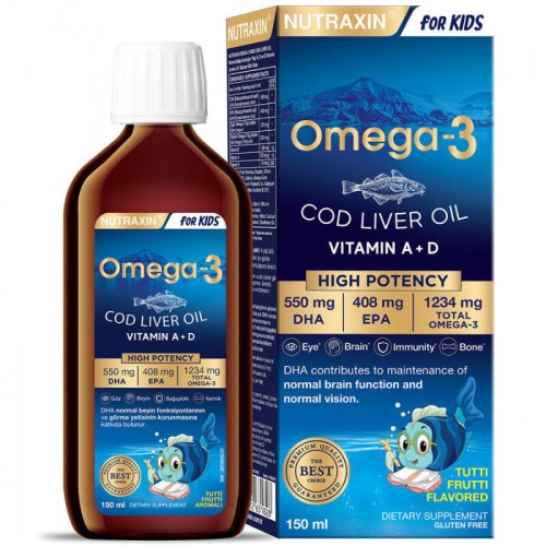 Nutraxin For Kids Omega 3 Cod Liver Oil - Çocuklar için Takviye Edici Gıda 150ml