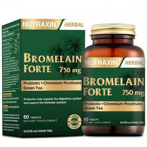 Nutraxin Herbal Bromelain Forte 750 Mg - Takviye Edici Gıda 60 Tablet