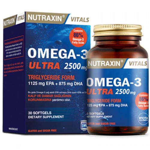 Nutraxin Vitals Omega-3 Ultra 2500 mg - Takviye Edici Gıda 30 Softjel Kapsül