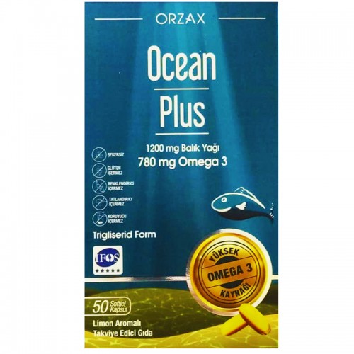 Orzax Ocean Plus 1200Mg Balık Yağı 780 Mg Omega 3 - Takviye Edici Gıda 50 Kapsül