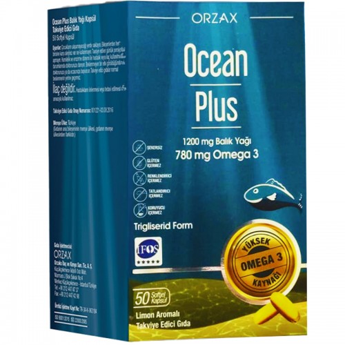 Orzax Ocean Plus 1200Mg Balık Yağı 780 Mg Omega 3 - Takviye Edici Gıda 50 Kapsül