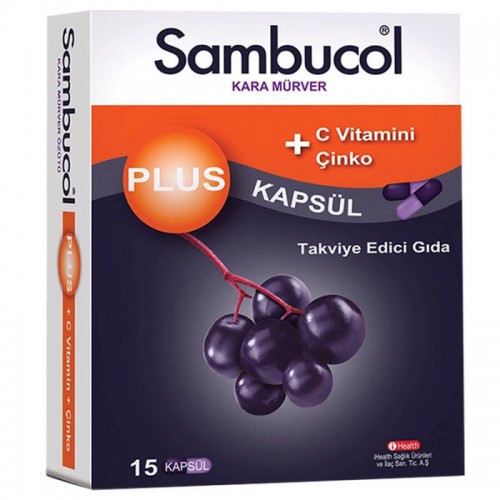 Sambucol Plus Kara Mürver Ekstresi C Vitamini & Çinko Takviye Edici Gıda 15 Kapsül