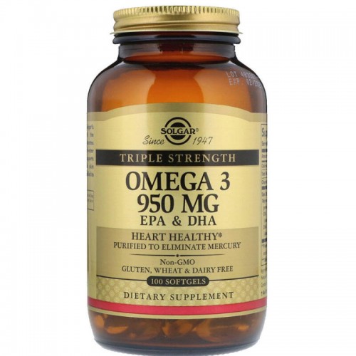 Solgar Omega 3 950mg EPA & DHA Takviye Edici Gıda 100 Kapsül