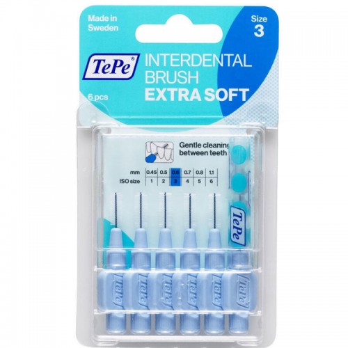 Tepe Blister Extra Soft Arayüz Fırçası 0.6 mm Mavi 6'lı