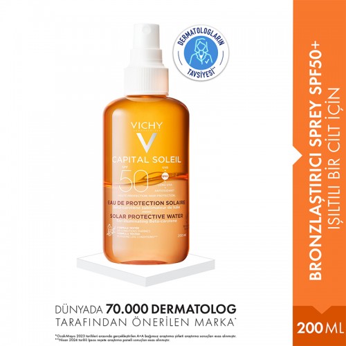 Vichy Ideal Soleil Enhanced Tan Solar Protective Water SPF 50 Güneş Spreyi 200ml