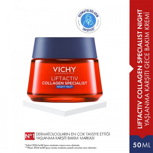 Vichy Liftactiv Collagen Specialist - Yaşlanma Karşıtı Gece Bakım Kremi 50ml