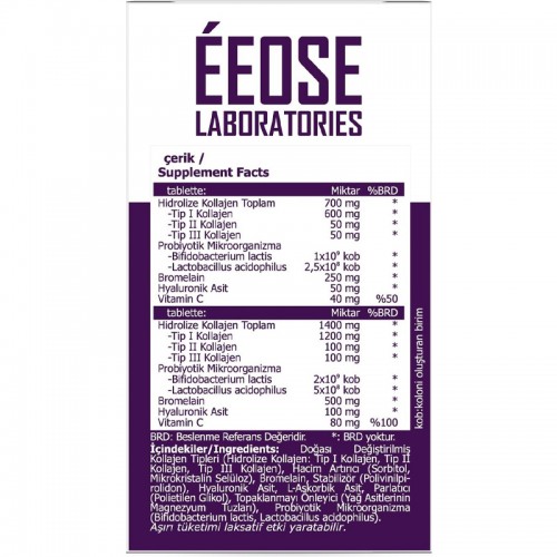 Eeose Collagen Multiform Takviye Edici Gıda 30 Tablet